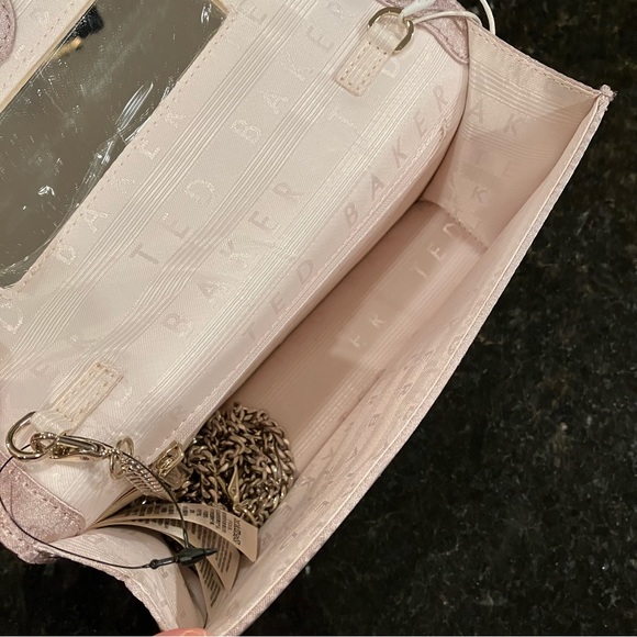 New Ted Baker MINAA Bow Detail Evening Bag, Pale Pink Satin Clutch, Formal Purse - Picture 7 of 16